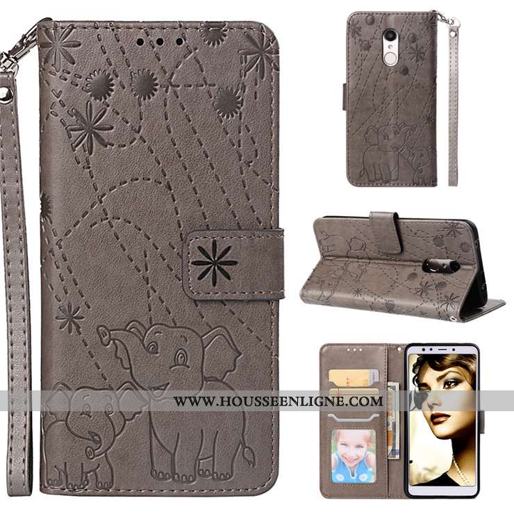 Housse Xiaomi Redmi 5 Cuir Silicone Tout Compris Incassable Rouge Coque Clamshell Doré