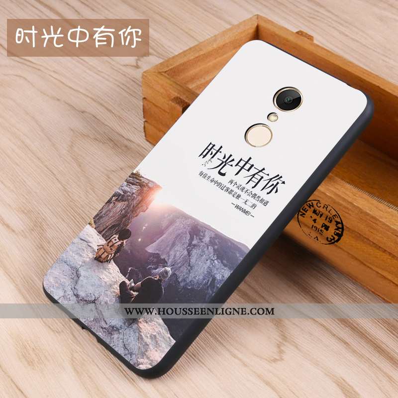 Housse Xiaomi Redmi 5 Délavé En Daim Fluide Doux Coque Téléphone Portable Protection Petit Étui Blan