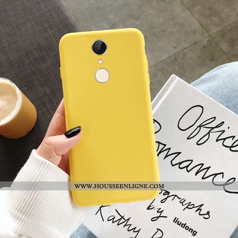 Housse Xiaomi Redmi 5 Délavé En Daim Personnalité Téléphone Portable Jaune Couleur Unie Net Rouge To