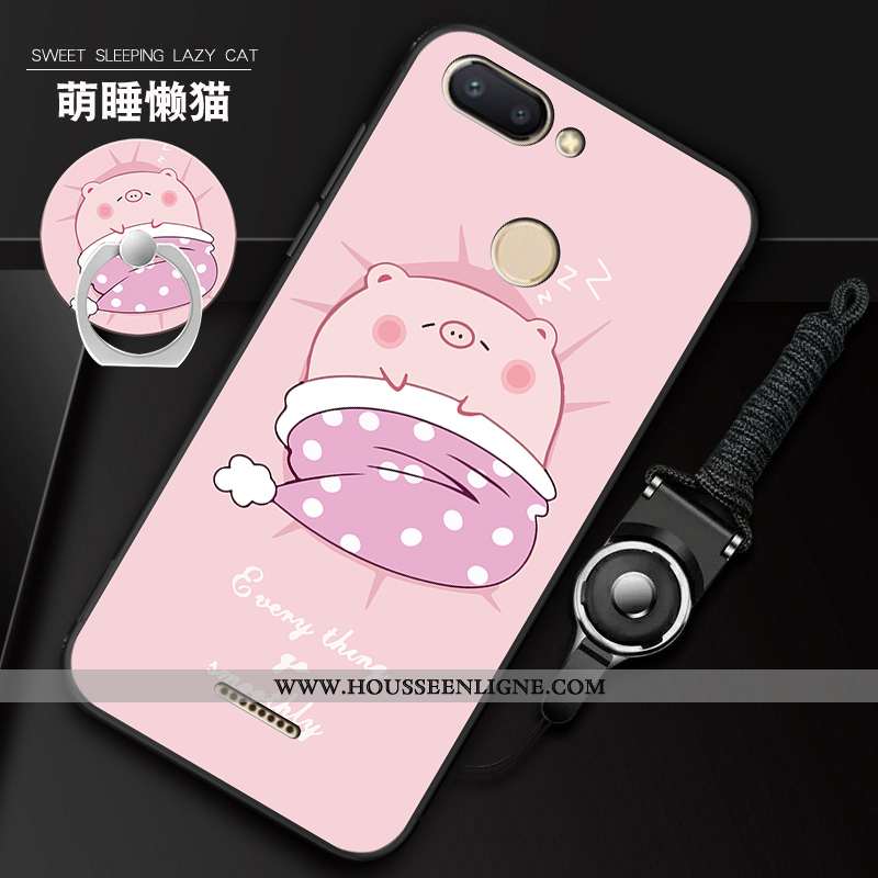 Housse Xiaomi Redmi 6 Charmant Fluide Doux Coque Rouge Blanc Anneau Silicone Blanche