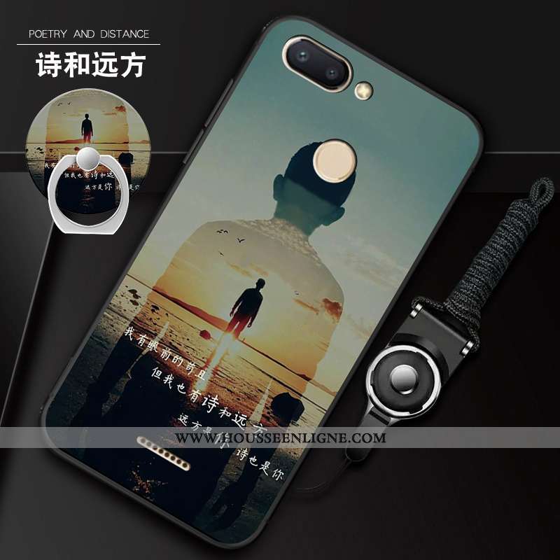 Housse Xiaomi Redmi 6 Charmant Fluide Doux Coque Rouge Blanc Anneau Silicone Blanche