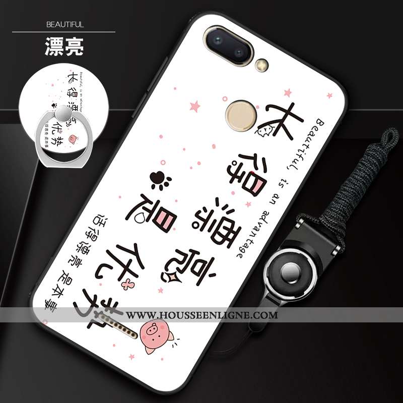 Housse Xiaomi Redmi 6 Charmant Fluide Doux Coque Rouge Blanc Anneau Silicone Blanche