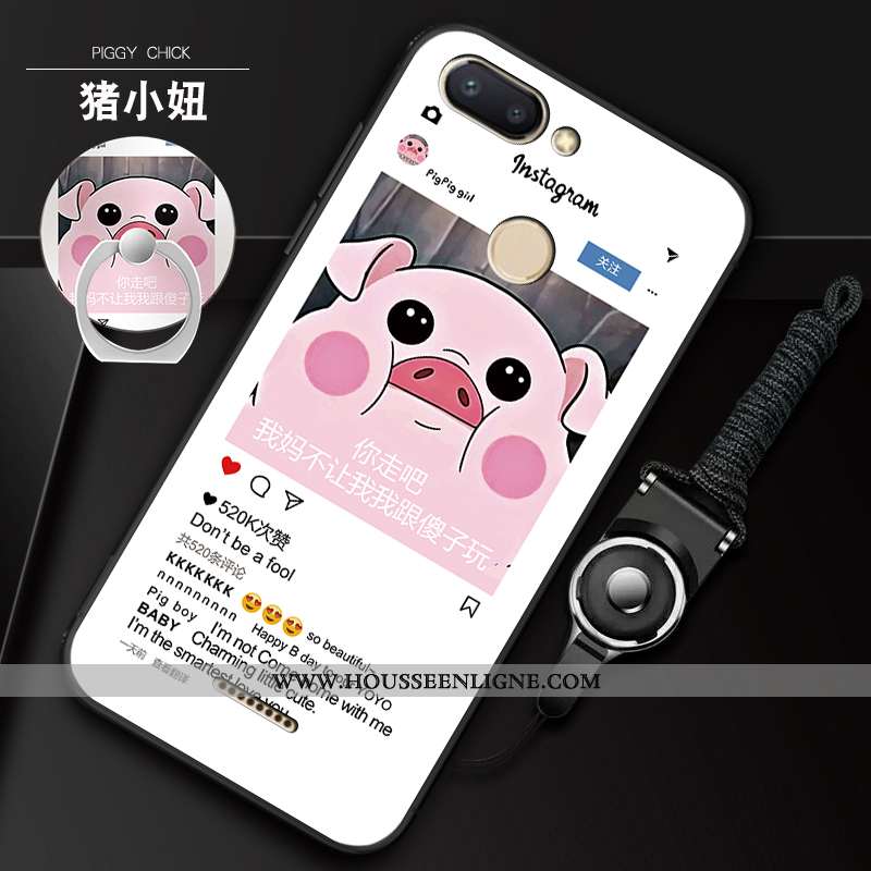 Housse Xiaomi Redmi 6 Charmant Fluide Doux Coque Rouge Blanc Anneau Silicone Blanche