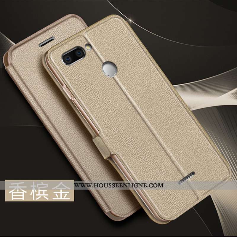 Housse Xiaomi Redmi 6 Cuir Fluide Doux Coque Rouge Silicone Tout Compris Simple Doré