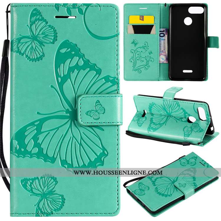 Housse Xiaomi Redmi 6 Cuir Fluide Doux Vert Tout Compris Coque Incassable Étui Verte