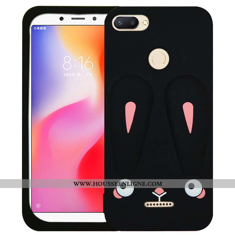 Housse Xiaomi Redmi 6 Fluide Doux Silicone Lapin Étui Petit Tout Compris Coque Noir