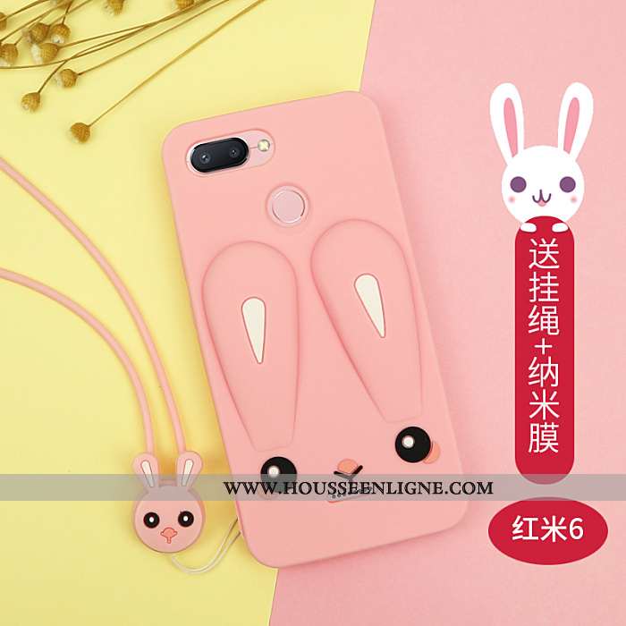 Housse Xiaomi Redmi 6 Fluide Doux Silicone Lapin Étui Petit Tout Compris Coque Noir