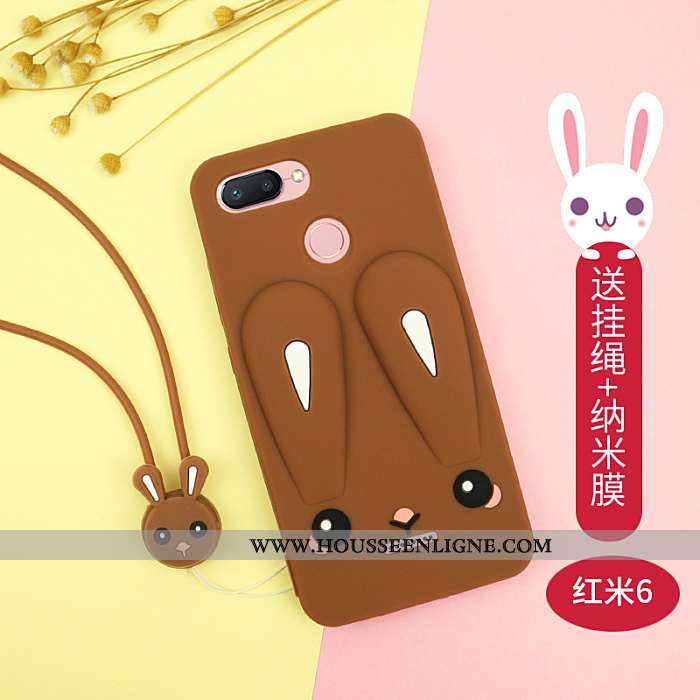 Housse Xiaomi Redmi 6 Fluide Doux Silicone Lapin Étui Petit Tout Compris Coque Noir