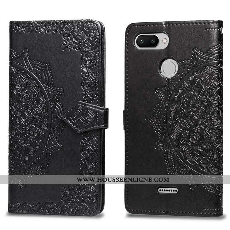 Housse Xiaomi Redmi 6 Protection Cuir Fluide Doux Coque Incassable Tout Compris Noir