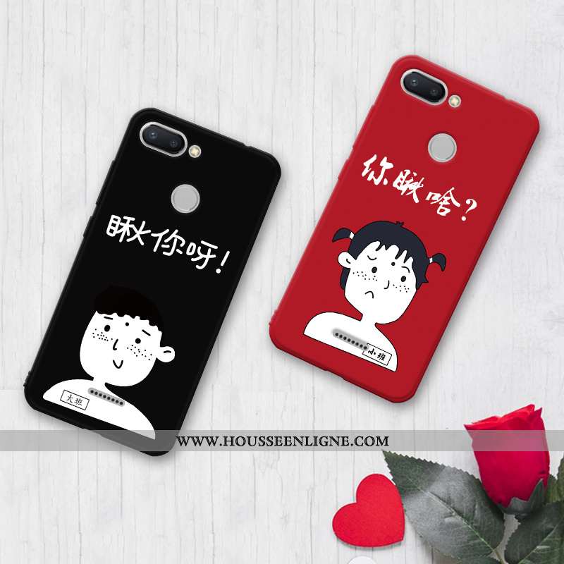Housse Xiaomi Redmi 6 Protection Délavé En Daim Silicone Incassable Petit Coque Créatif Noir
