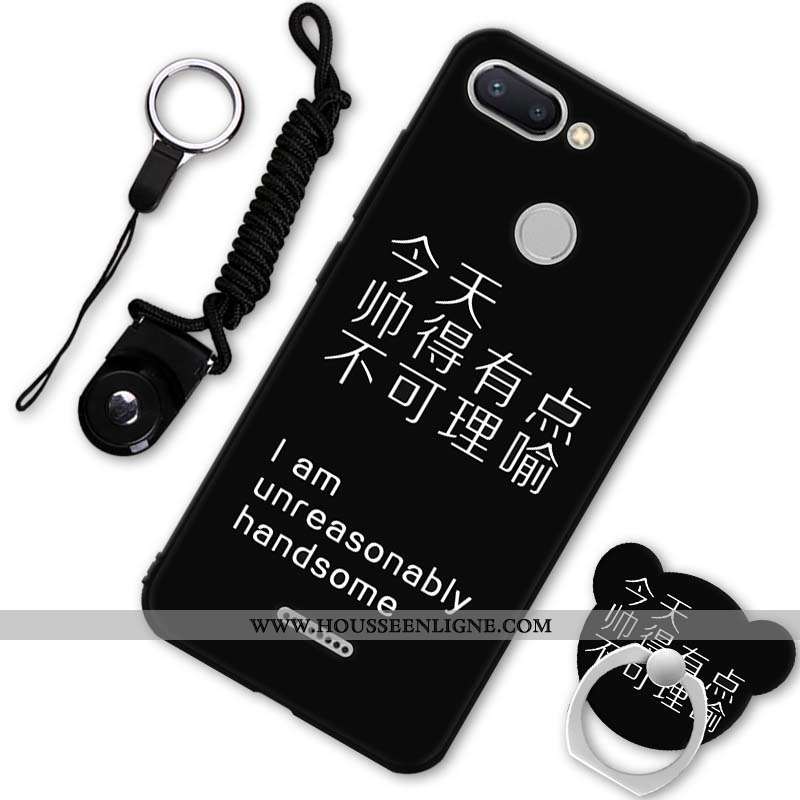 Housse Xiaomi Redmi 6 Protection Délavé En Daim Silicone Incassable Petit Coque Créatif Noir