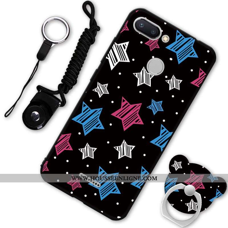 Housse Xiaomi Redmi 6 Protection Délavé En Daim Silicone Incassable Petit Coque Créatif Noir