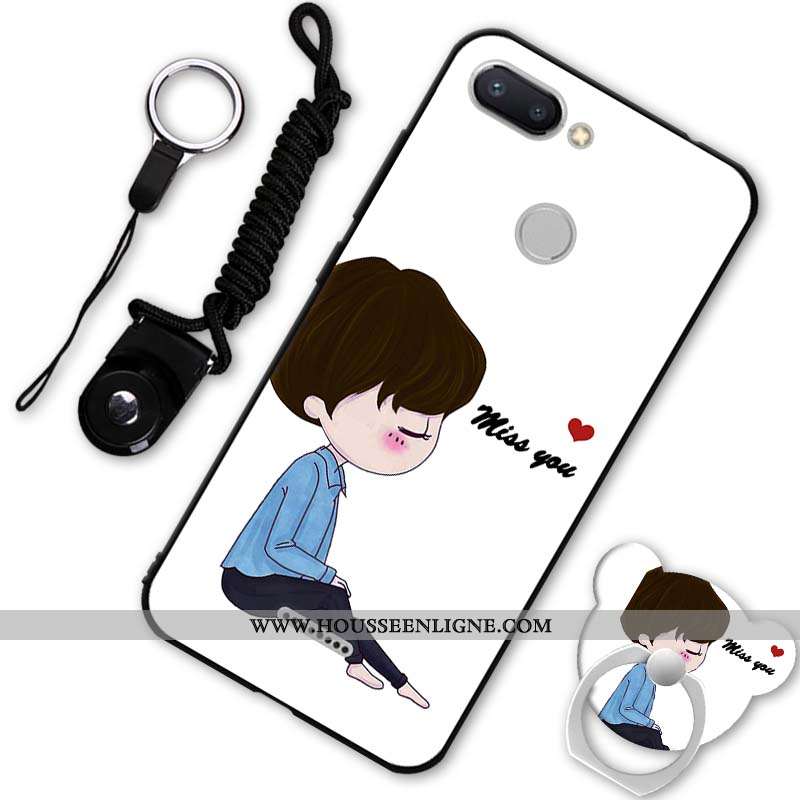 Housse Xiaomi Redmi 6 Protection Délavé En Daim Silicone Incassable Petit Coque Créatif Noir