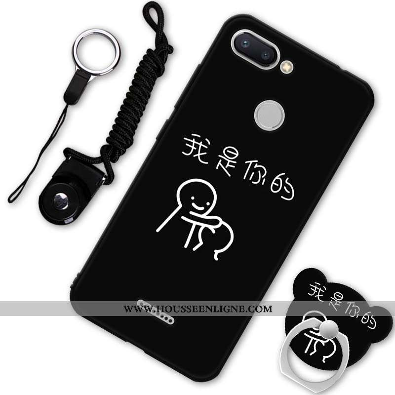Housse Xiaomi Redmi 6 Protection Délavé En Daim Silicone Incassable Petit Coque Créatif Noir