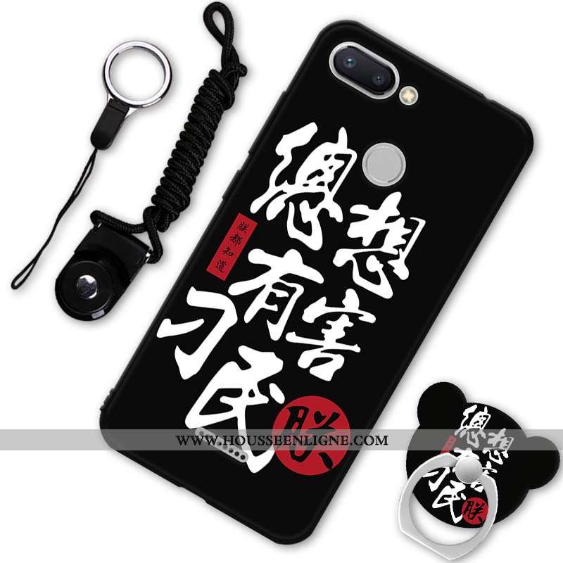 Housse Xiaomi Redmi 6 Protection Délavé En Daim Silicone Incassable Petit Coque Créatif Noir