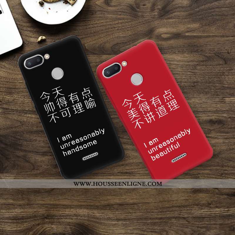 Housse Xiaomi Redmi 6 Protection Délavé En Daim Silicone Incassable Petit Coque Créatif Noir
