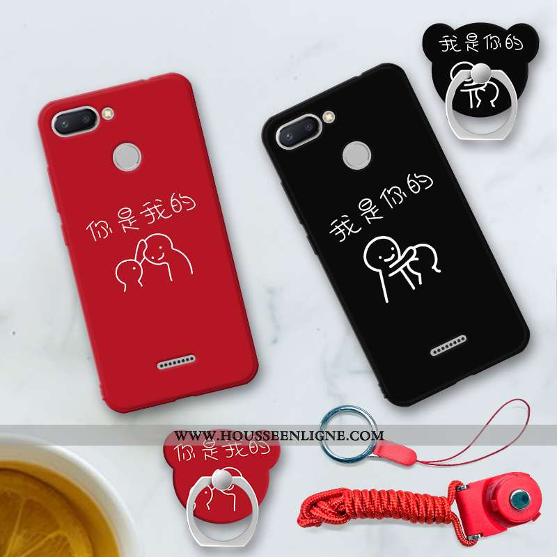 Housse Xiaomi Redmi 6 Protection Délavé En Daim Silicone Incassable Petit Coque Créatif Noir