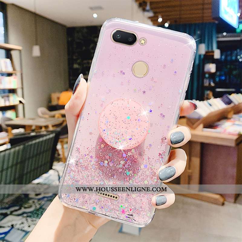 Housse Xiaomi Redmi 6 Protection Transparent Mode Délavé En Daim Étui Simple Créatif Rose