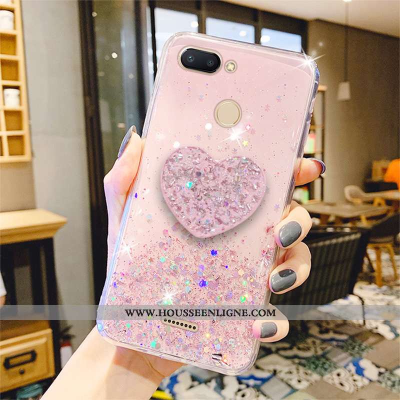 Housse Xiaomi Redmi 6 Protection Transparent Mode Délavé En Daim Étui Simple Créatif Rose