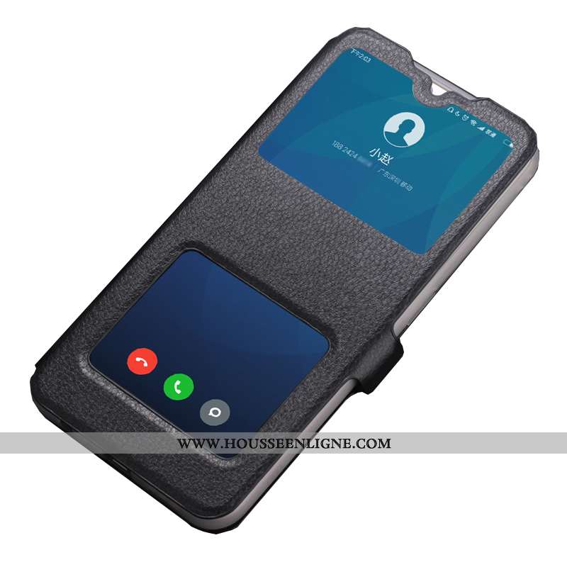Housse Xiaomi Redmi 7 Cuir Fluide Doux Ouvrir La Fenêtre Coque Silicone Clamshell Protection Doré