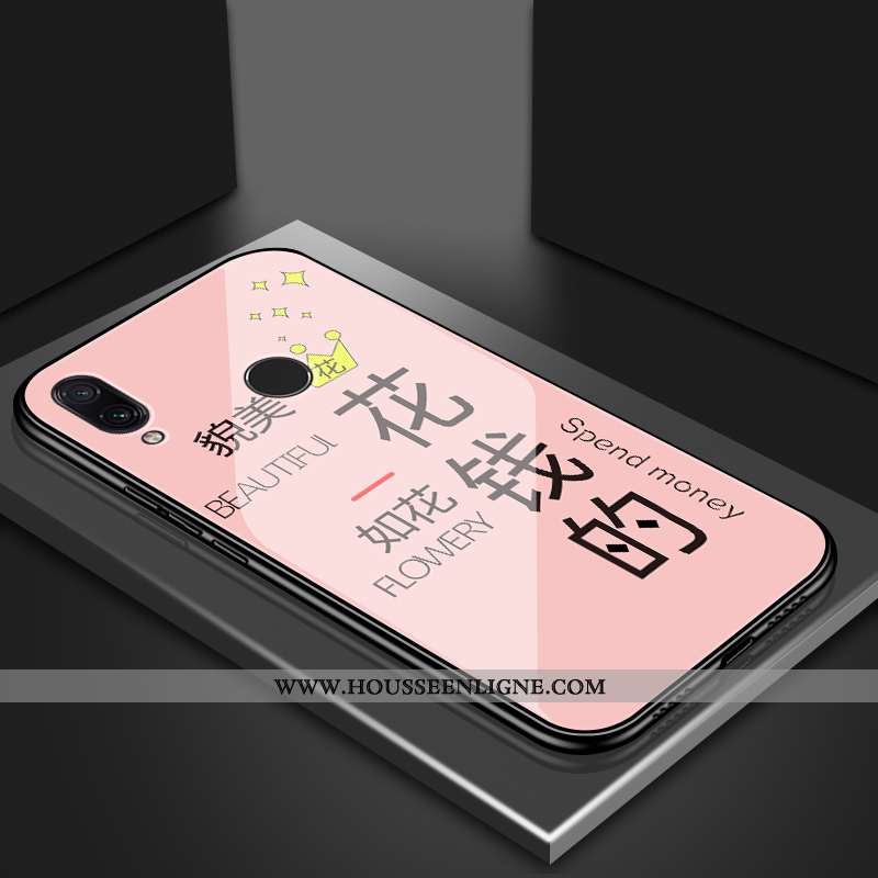 Housse Xiaomi Redmi 7 Légère Silicone Verre Coque Tendance Étui Miroir Noir