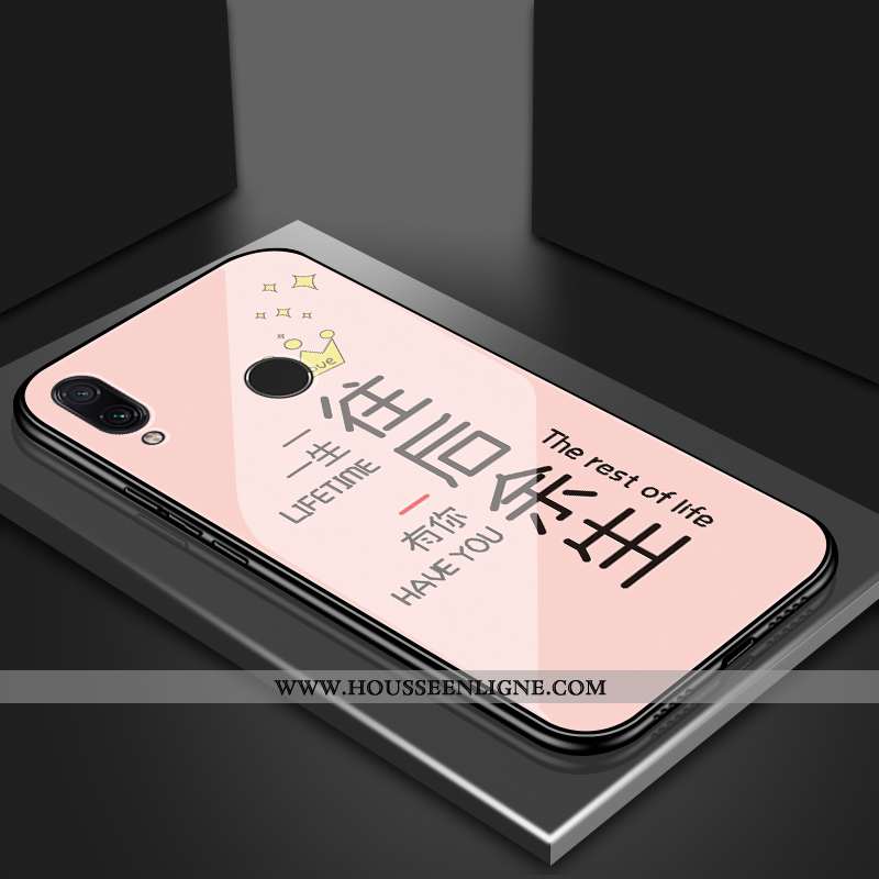 Housse Xiaomi Redmi 7 Légère Silicone Verre Coque Tendance Étui Miroir Noir