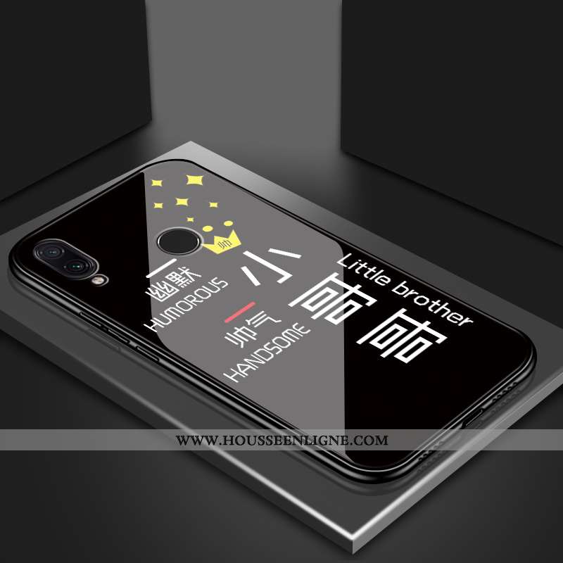 Housse Xiaomi Redmi 7 Légère Silicone Verre Coque Tendance Étui Miroir Noir