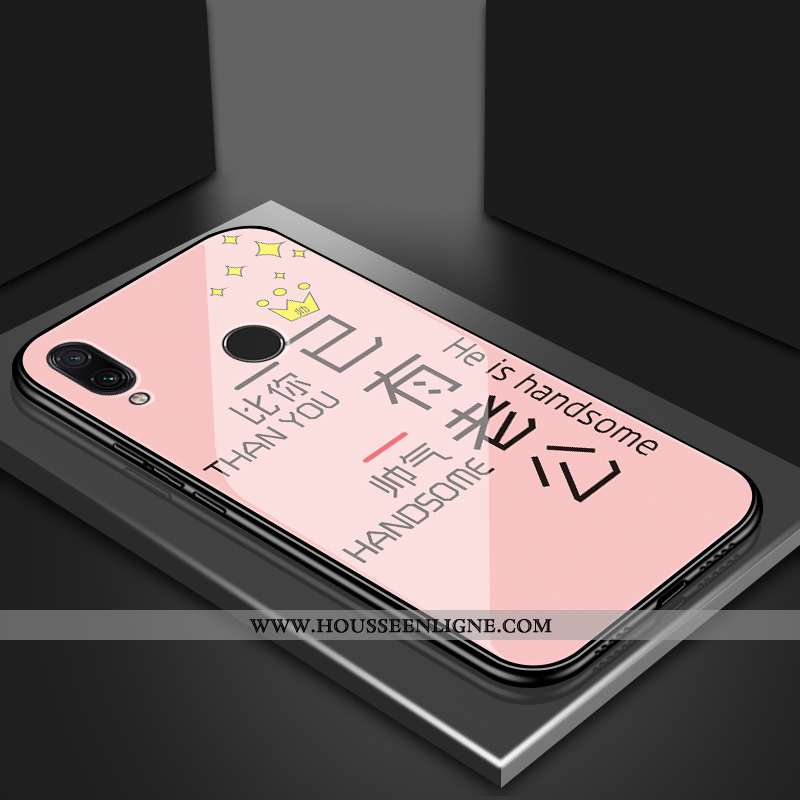 Housse Xiaomi Redmi 7 Légère Silicone Verre Coque Tendance Étui Miroir Noir