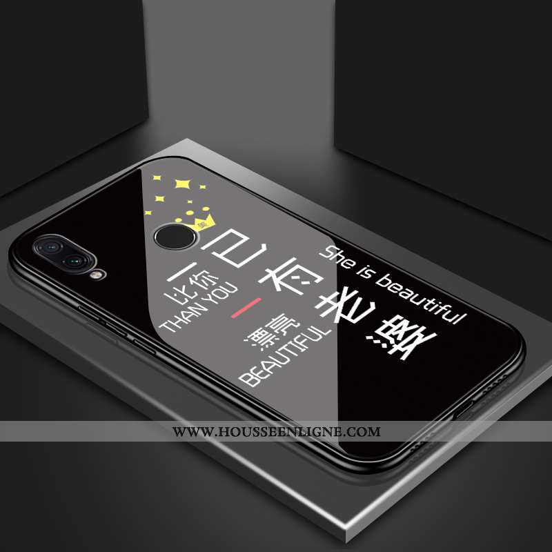 Housse Xiaomi Redmi 7 Légère Silicone Verre Coque Tendance Étui Miroir Noir