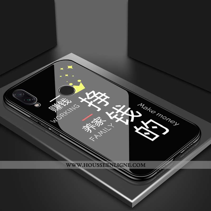 Housse Xiaomi Redmi 7 Légère Silicone Verre Coque Tendance Étui Miroir Noir