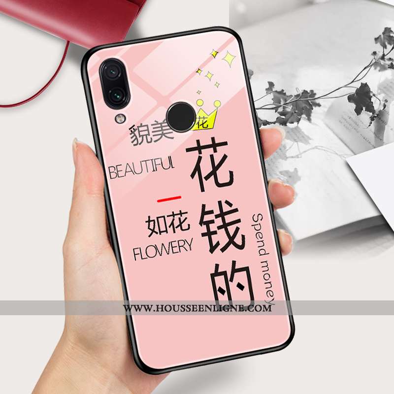 Housse Xiaomi Redmi 7 Légère Silicone Verre Coque Tendance Étui Miroir Noir