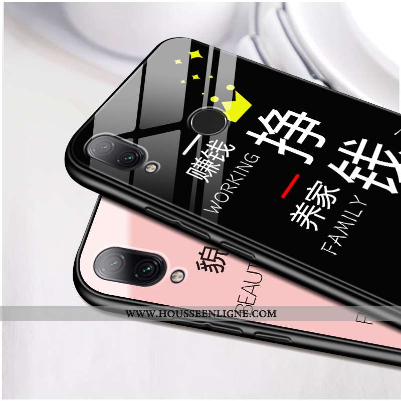 Housse Xiaomi Redmi 7 Légère Silicone Verre Coque Tendance Étui Miroir Noir