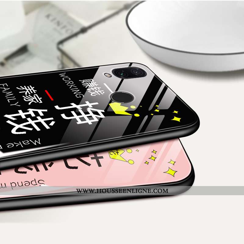Housse Xiaomi Redmi 7 Légère Silicone Verre Coque Tendance Étui Miroir Noir