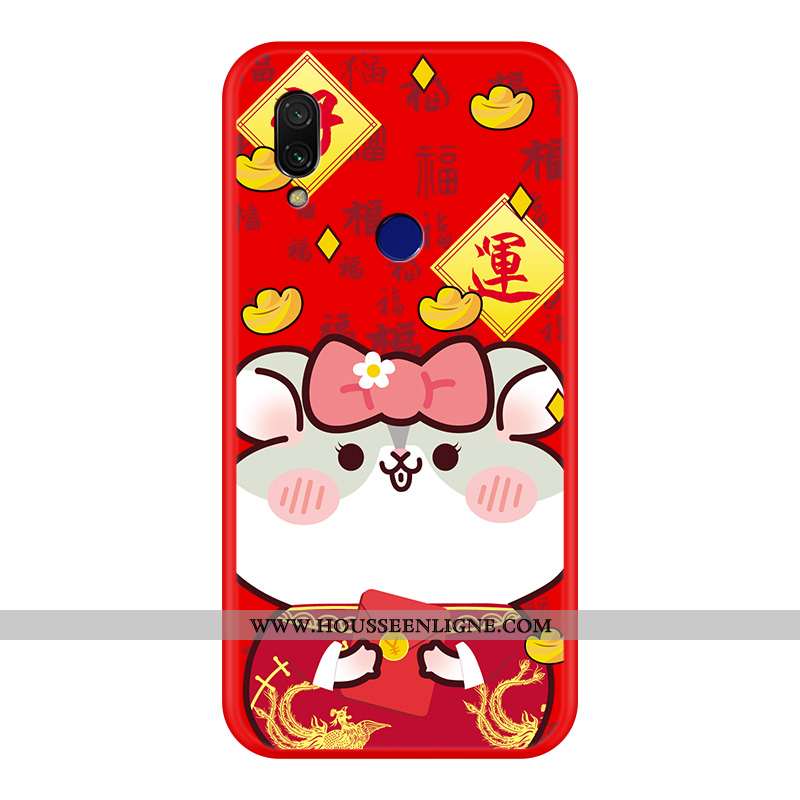 Housse Xiaomi Redmi 7 Tendance Silicone Rouge Style Chinois Nouveau Protection Dessin Animé