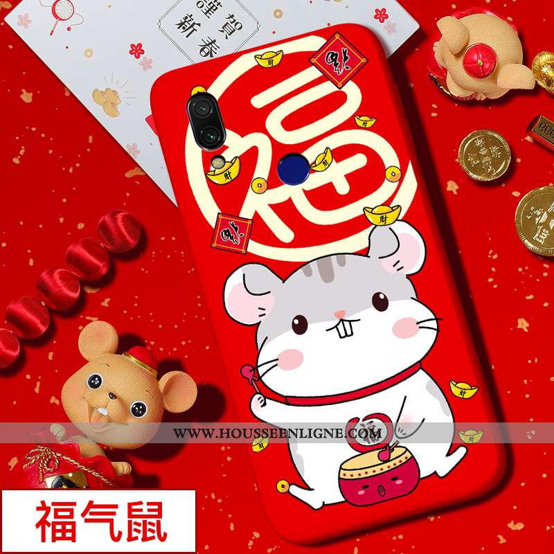 Housse Xiaomi Redmi 7 Tendance Silicone Rouge Style Chinois Nouveau Protection Dessin Animé