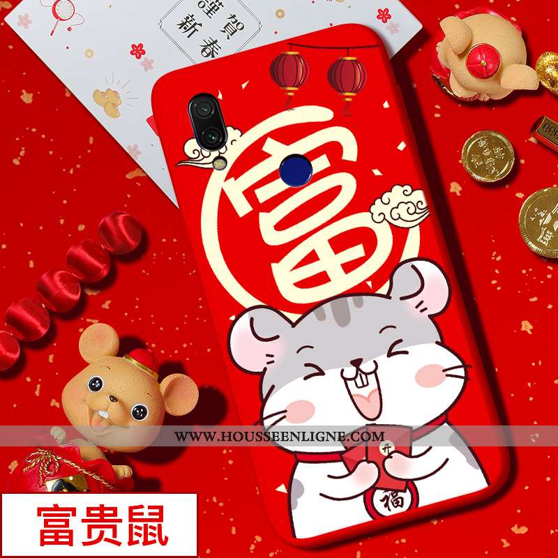 Housse Xiaomi Redmi 7 Tendance Silicone Rouge Style Chinois Nouveau Protection Dessin Animé