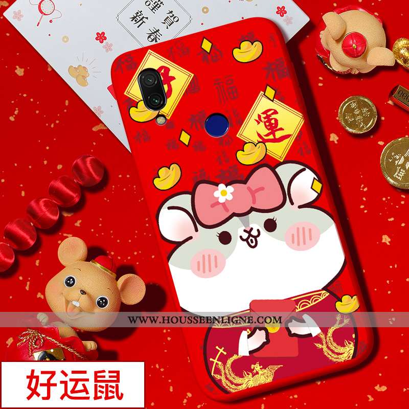 Housse Xiaomi Redmi 7 Tendance Silicone Rouge Style Chinois Nouveau Protection Dessin Animé