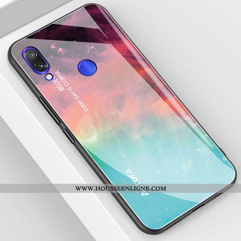 Housse Xiaomi Redmi 7 Verre Tendance Petit Téléphone Portable Tout Compris Protection Coque Bleu