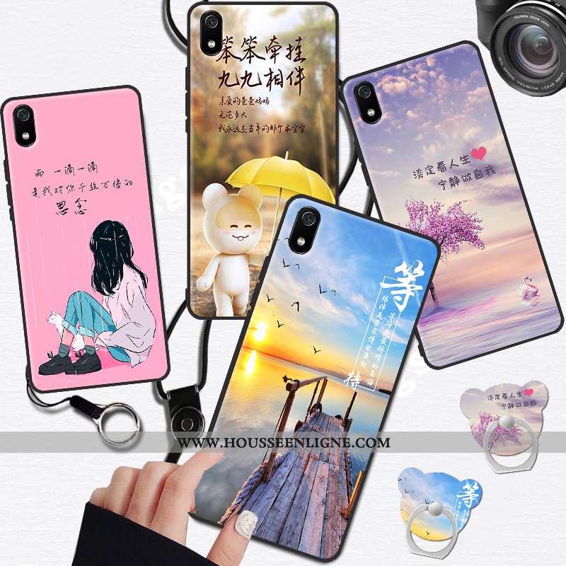 Housse Xiaomi Redmi 7a Dessin Animé Légère Coque Incassable Rose Amoureux Rouge