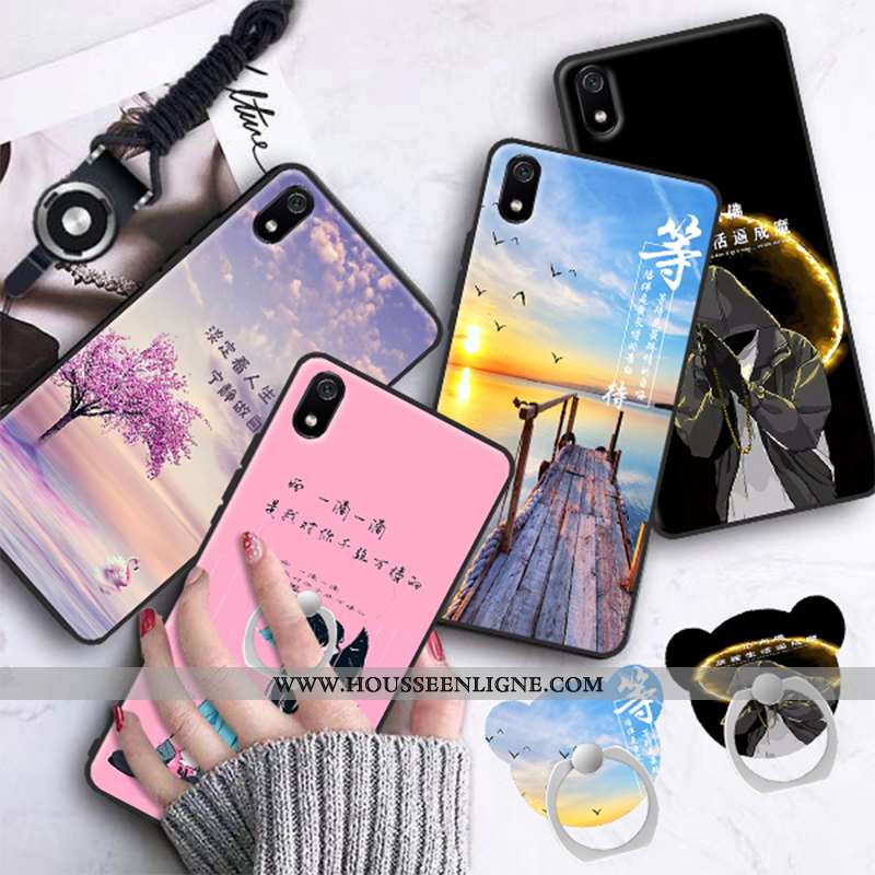 Housse Xiaomi Redmi 7a Dessin Animé Légère Coque Incassable Rose Amoureux Rouge