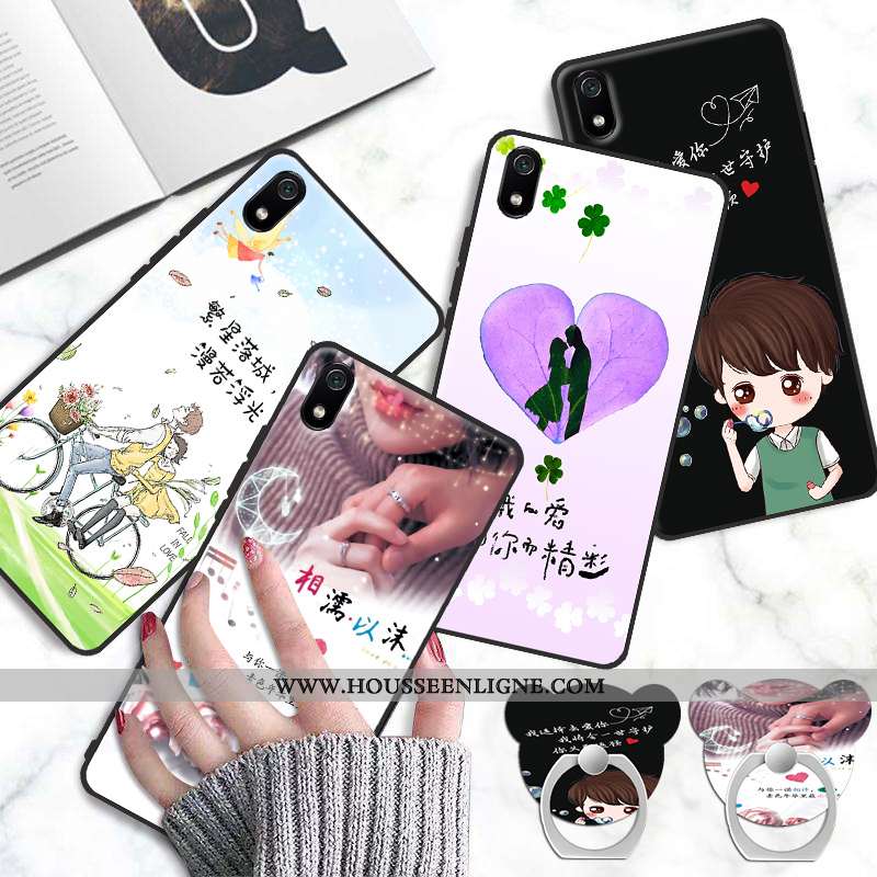 Housse Xiaomi Redmi 7a Dessin Animé Légère Coque Incassable Rose Amoureux Rouge