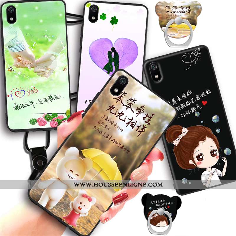 Housse Xiaomi Redmi 7a Dessin Animé Légère Coque Incassable Rose Amoureux Rouge