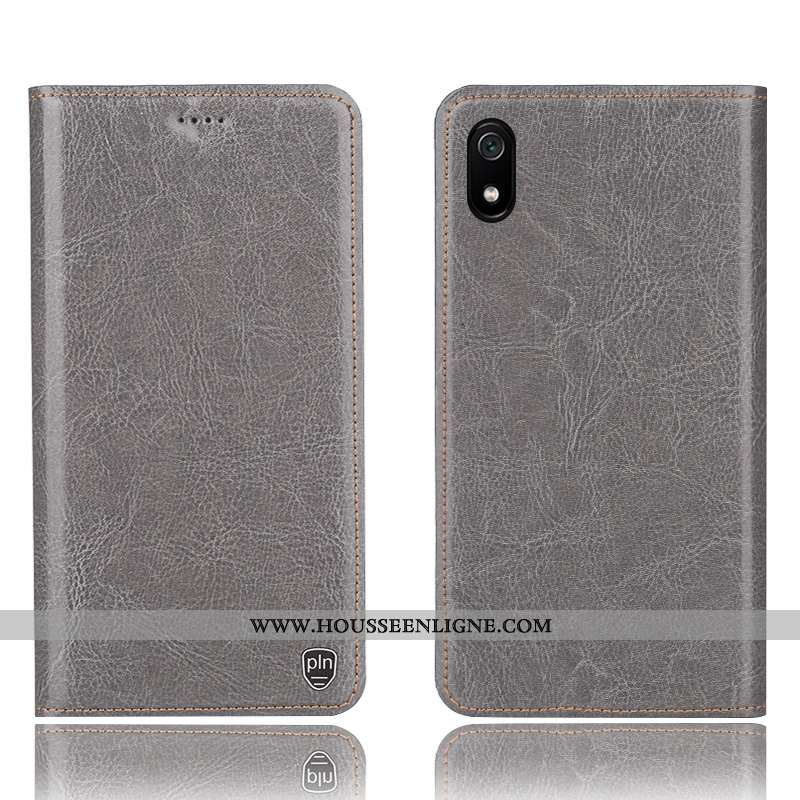 Housse Xiaomi Redmi 7a Modèle Fleurie Protection Petit Téléphone Portable Incassable Gris Cuir Vérit