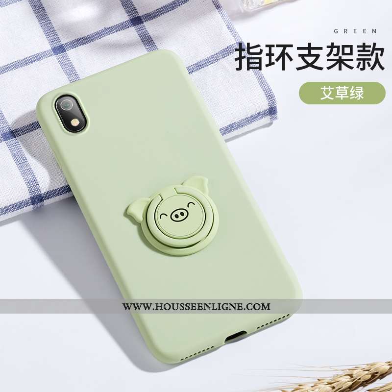 Housse Xiaomi Redmi 7a Silicone Protection Vert Simple Anneau Rouge Tout Compris Verte