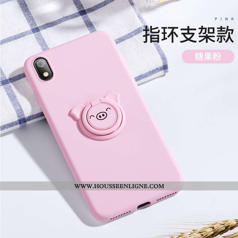 Housse Xiaomi Redmi 7a Silicone Protection Vert Simple Anneau Rouge Tout Compris Verte