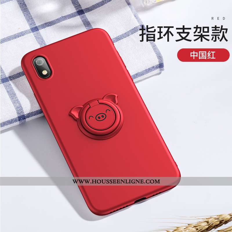 Housse Xiaomi Redmi 7a Silicone Protection Vert Simple Anneau Rouge Tout Compris Verte