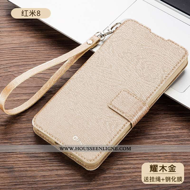 Housse Xiaomi Redmi 8 Cuir Fluide Doux Étui Téléphone Portable Coque Protection Doré
