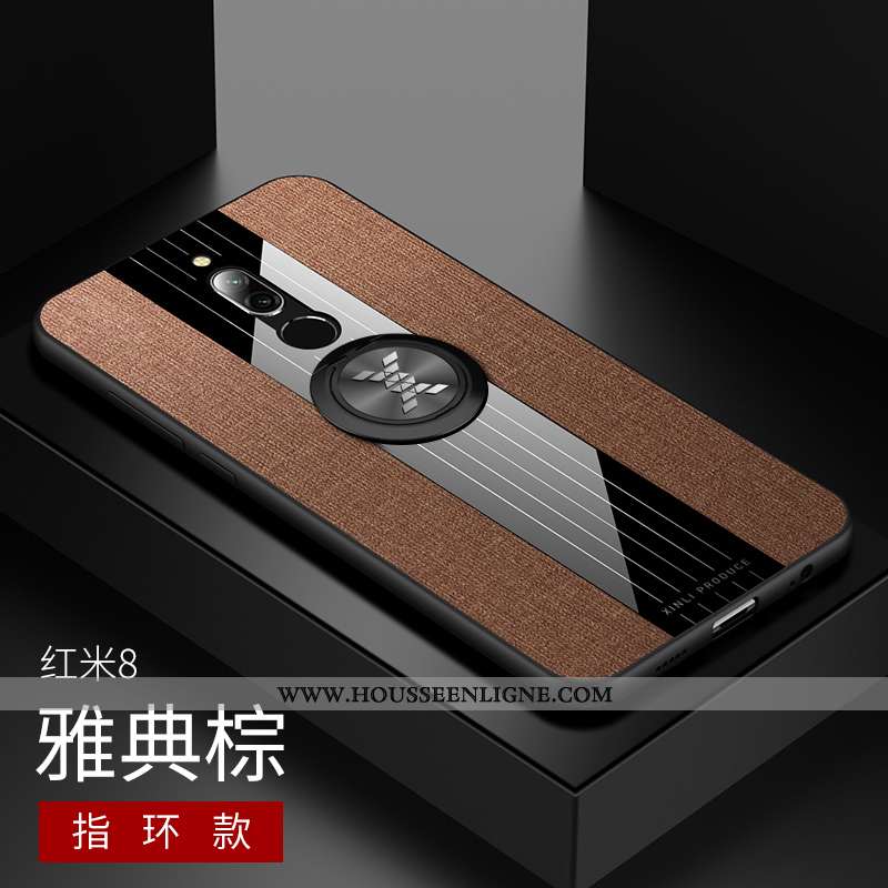 Housse Xiaomi Redmi 8 Protection Délavé En Daim Tissu Modèle Fleurie Coque Support Bleu