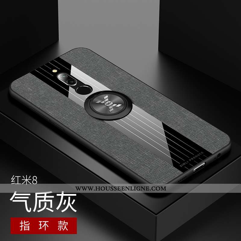 Housse Xiaomi Redmi 8 Protection Délavé En Daim Tissu Modèle Fleurie Coque Support Bleu