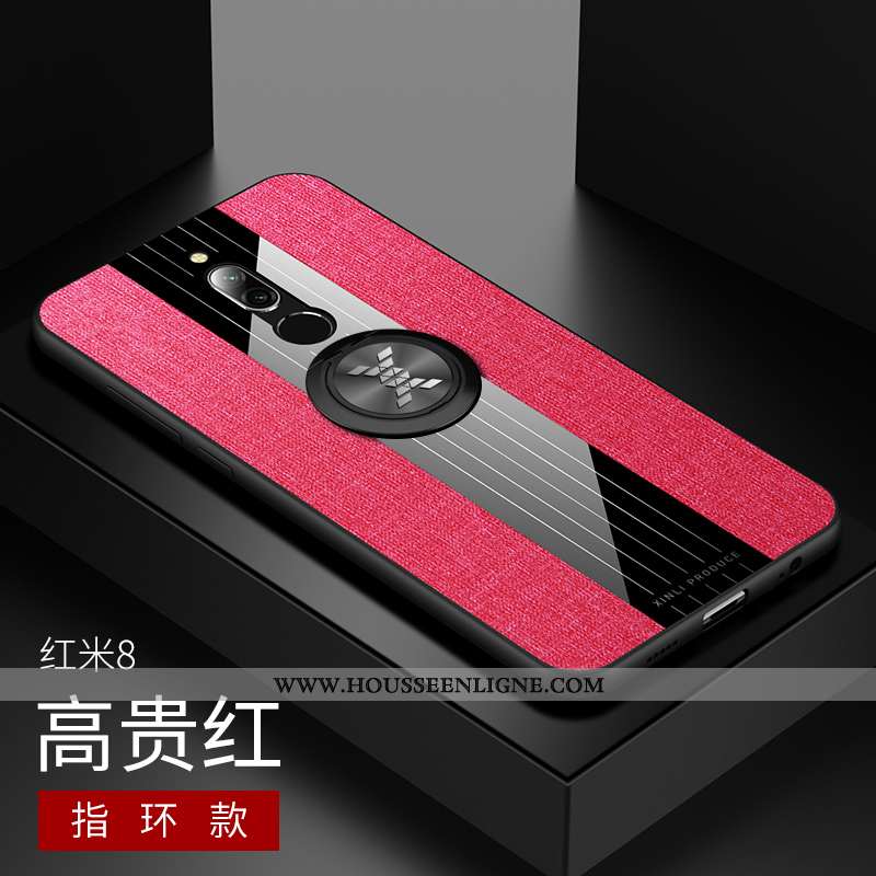 Housse Xiaomi Redmi 8 Protection Délavé En Daim Tissu Modèle Fleurie Coque Support Bleu